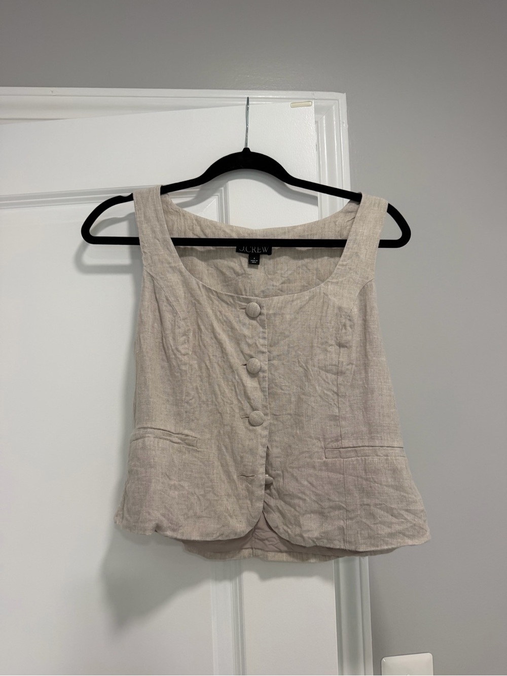 J. Crew Women's Beige Linen Button-Front Tank size 4